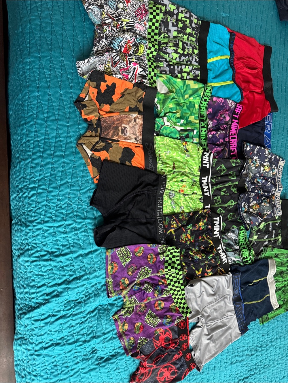20 Kids Boxer Briefs …Assorted Green, Black, Red & Blue Patterns